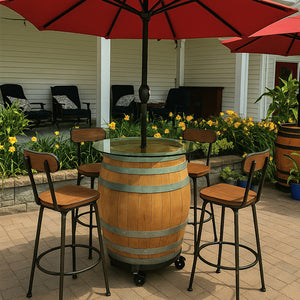 alcohol patio umbrella Wine Barrel Umbrella Bistro Table