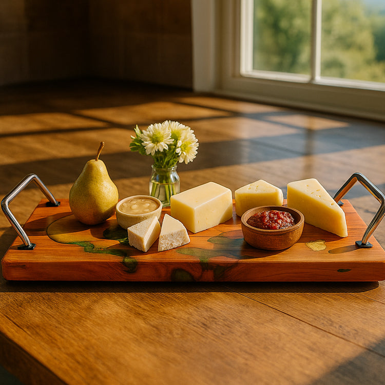 Artisan Wood Charcuterie Board with Epoxy Resin Inlay