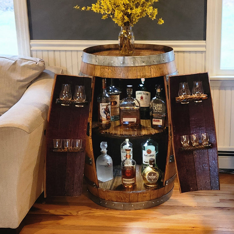 Authentic Whiskey or Wine Barrel CABINET with Storage
