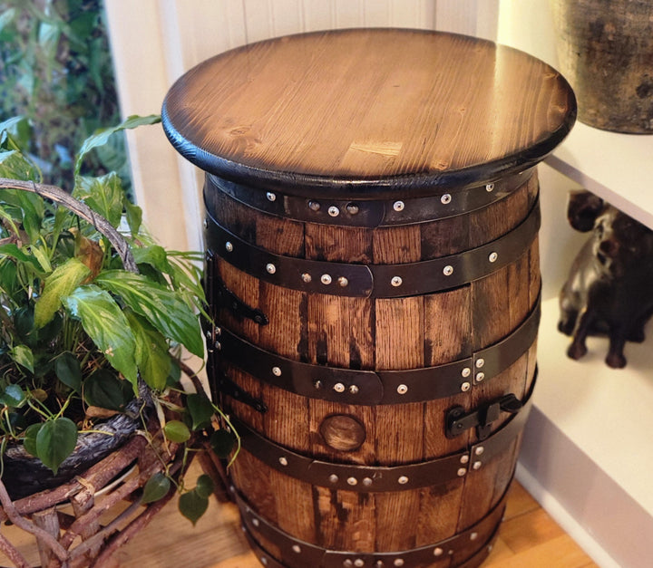 Whiskey Barrel Storage Side/End Table (15gal)