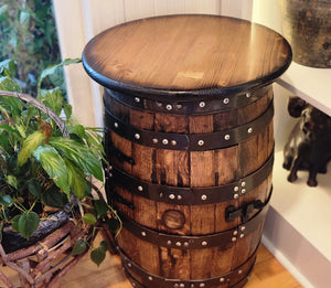 Whiskey Barrel Storage Side/End Table (15gal)