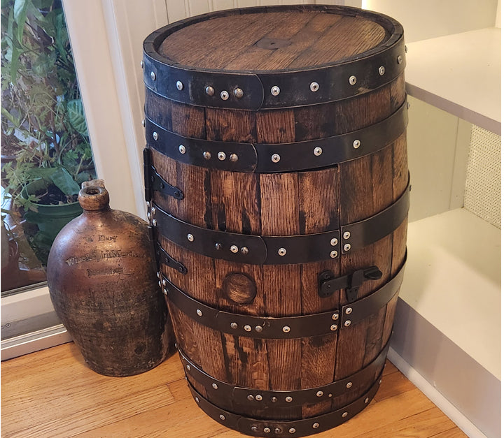 Whiskey Barrel Storage Side/End Table (15gal)