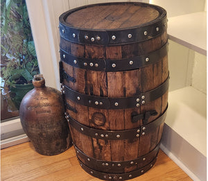 Whiskey Barrel Storage Side/End Table (15gal)