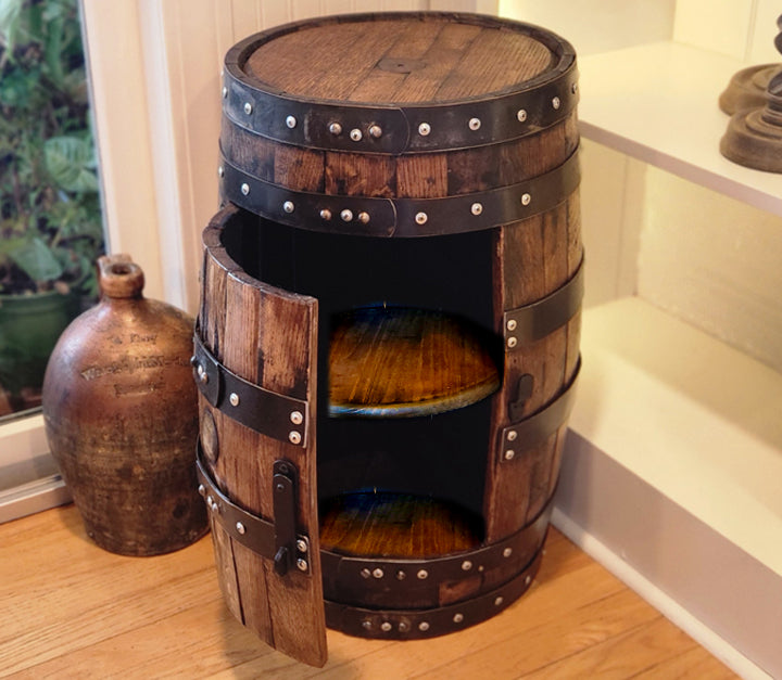 Whiskey Barrel Storage Side/End Table (15gal)