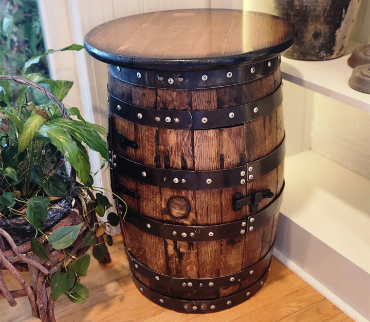 Whiskey Barrel Storage Side/End Table (15gal)