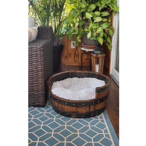 Whiskey Barrel Pet Bed with Calming Cushion