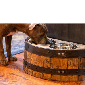 Whiskey Barrel Pet Feeder - small, med, large