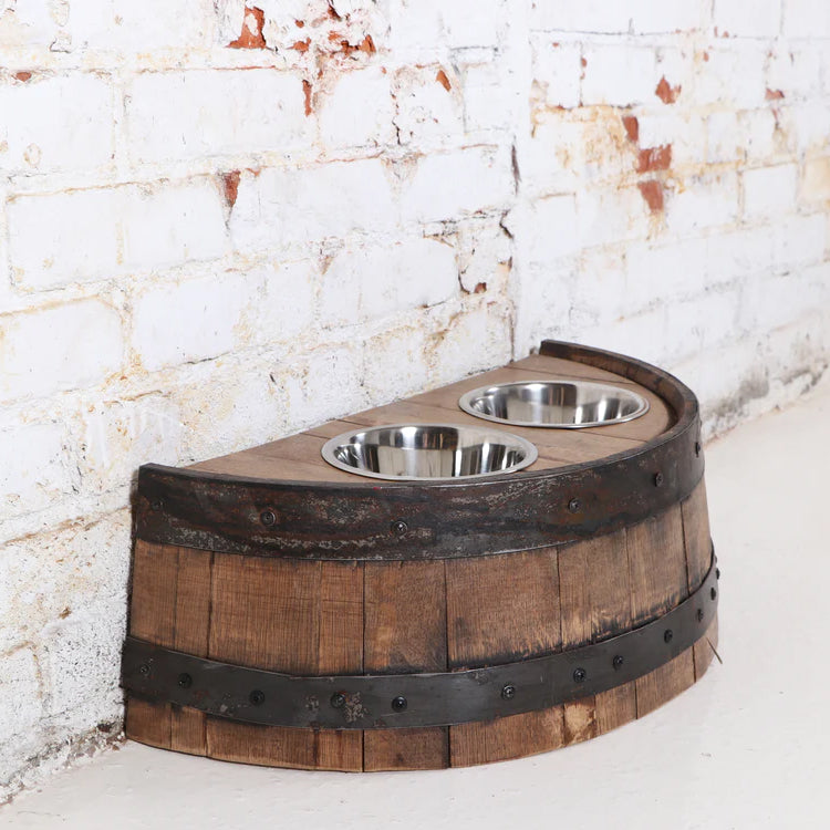 Whiskey Barrel Pet Feeder - small, med, large