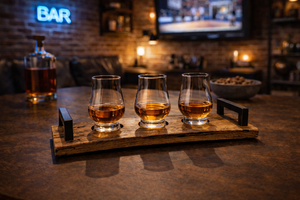 Flight Board for Whiskey Tasting - Available with 3, 4, or 5 Glasses