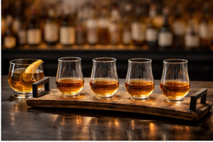 Flight Board for Whiskey Tasting - Available with 3, 4, or 5 Glasses