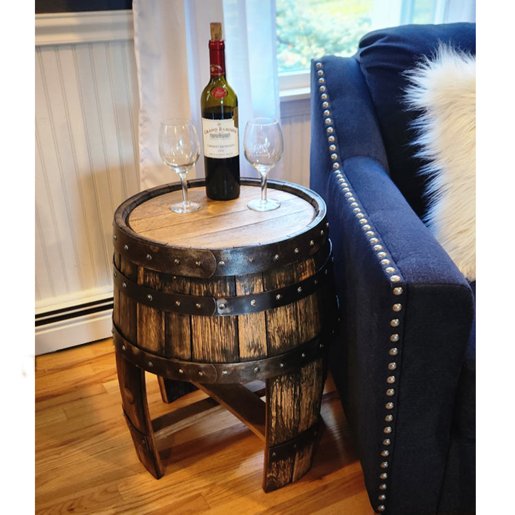 Whiskey Barrel Side End Table