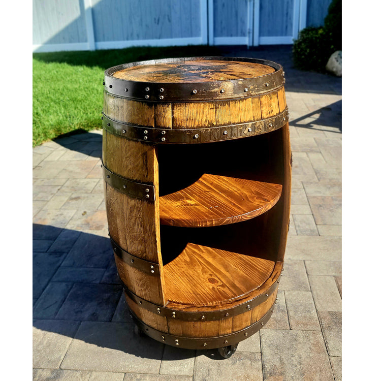 Authentic Open-Faced Whiskey Barrel CABINET