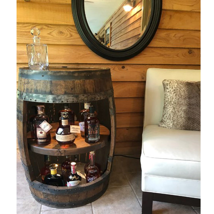 Authentic Open-Faced Whiskey Barrel CABINET